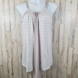 5/$25 Banana Republic Womens Top XS Gray White Striped Tie Front W9